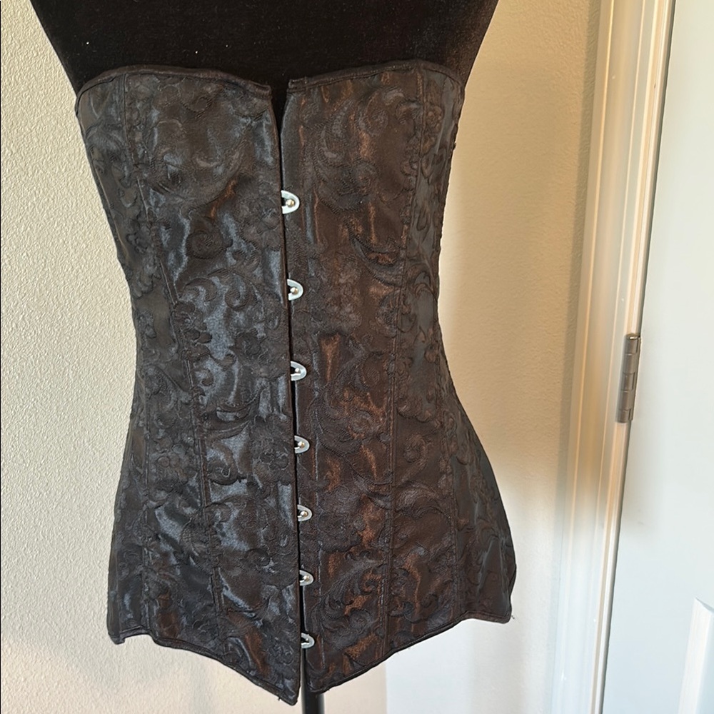 Elegant Black Brocade Corset